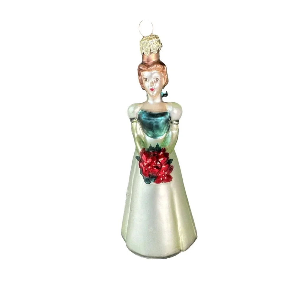 Vintage Disney Belle Glass Ornament Princess Christmas Decoration‎ Rare HTF